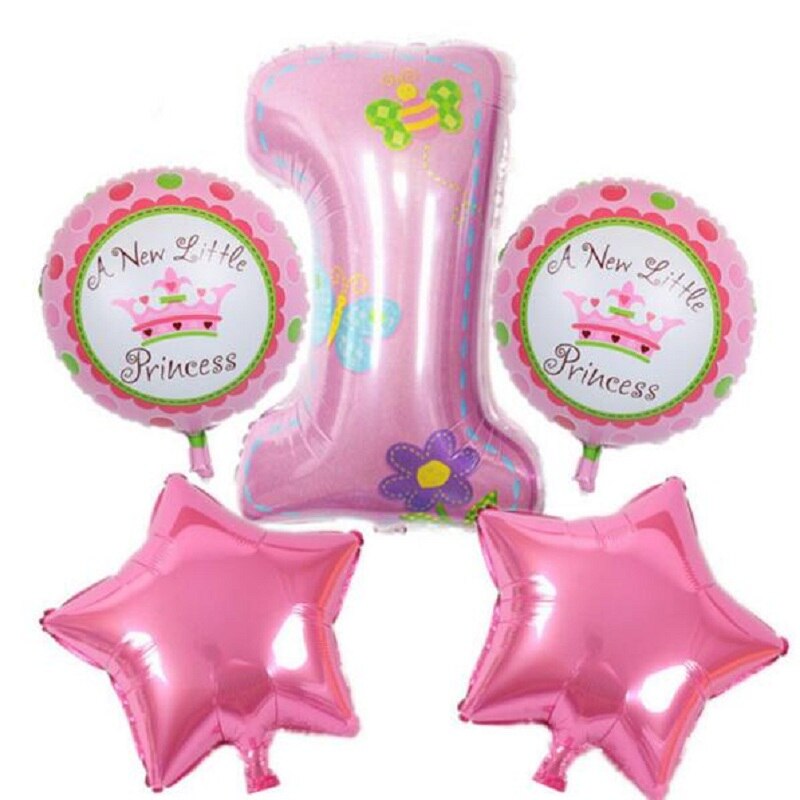 5pcs / set ̺  ȣ ǳ  ȣ ǳ 1   Ƽ  ǳ ۷κ baloes PinkBlue/5pcs/set Baby Shower Number Balloon Helium Foil Balloons Baby 1st Happy B